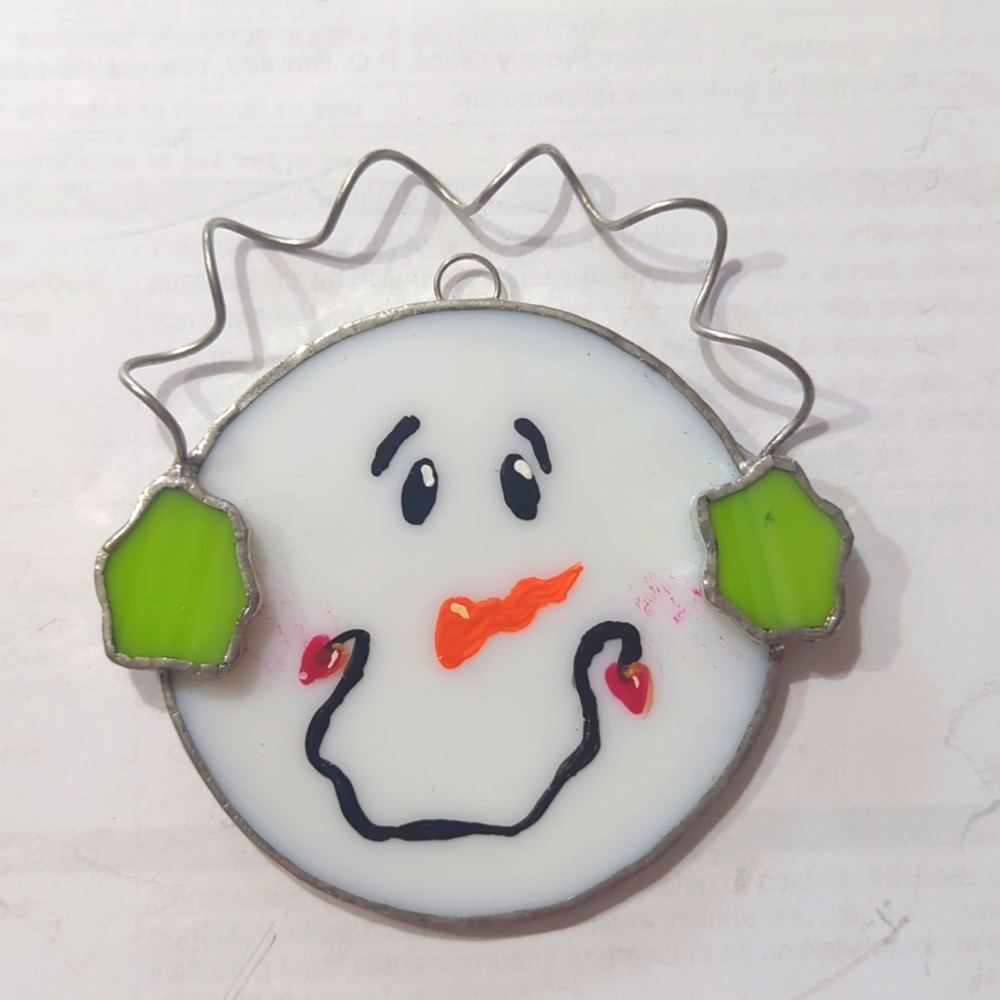 Stained Glass Snow man sun catcher or for Shepard night light hook